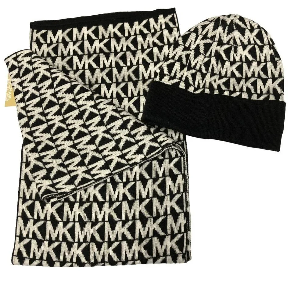 MICHAEL KORS SIGNATURE‎ SETS OF SCARF AND BEANIE HAT NEW IN BOX